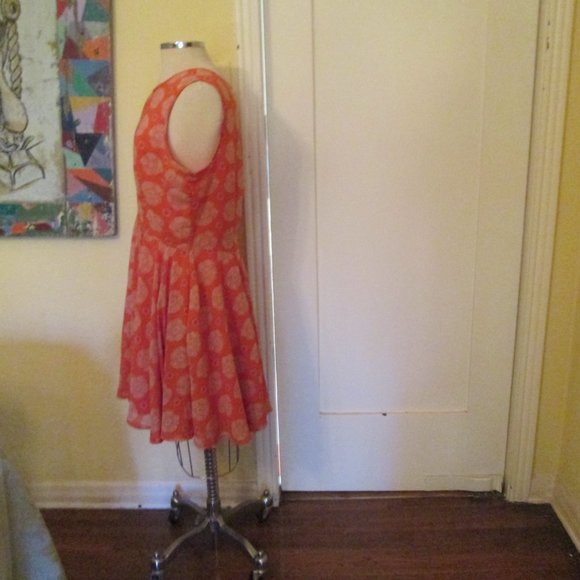 Maison Jules Orange Summer Dress Retro Style M - Picture 2 of 5